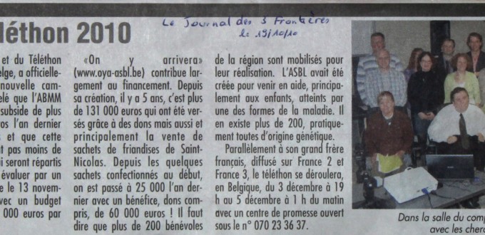 Oya dans la presse pour le Merci Téléthon 2010