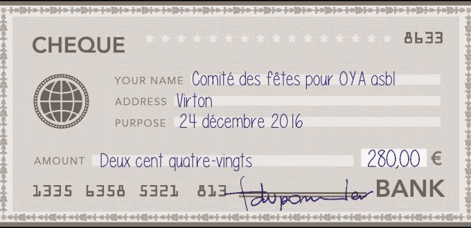 Chèque du Comité des Fêtes de Virton